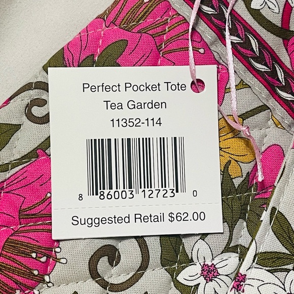 VERA BRADLEY TEA GARDEN PATTERN TOTE BAG PINK ORANGE FLORAL - Picture 6 of 6